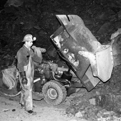 Trackless mining at Giant Mine using Cavo loader. (Bill Lister Collection)