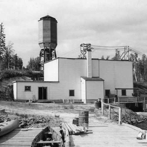 Hydro-electric plant built by Con Mine at Bluefish Lake. (Bill Stalker Collection)